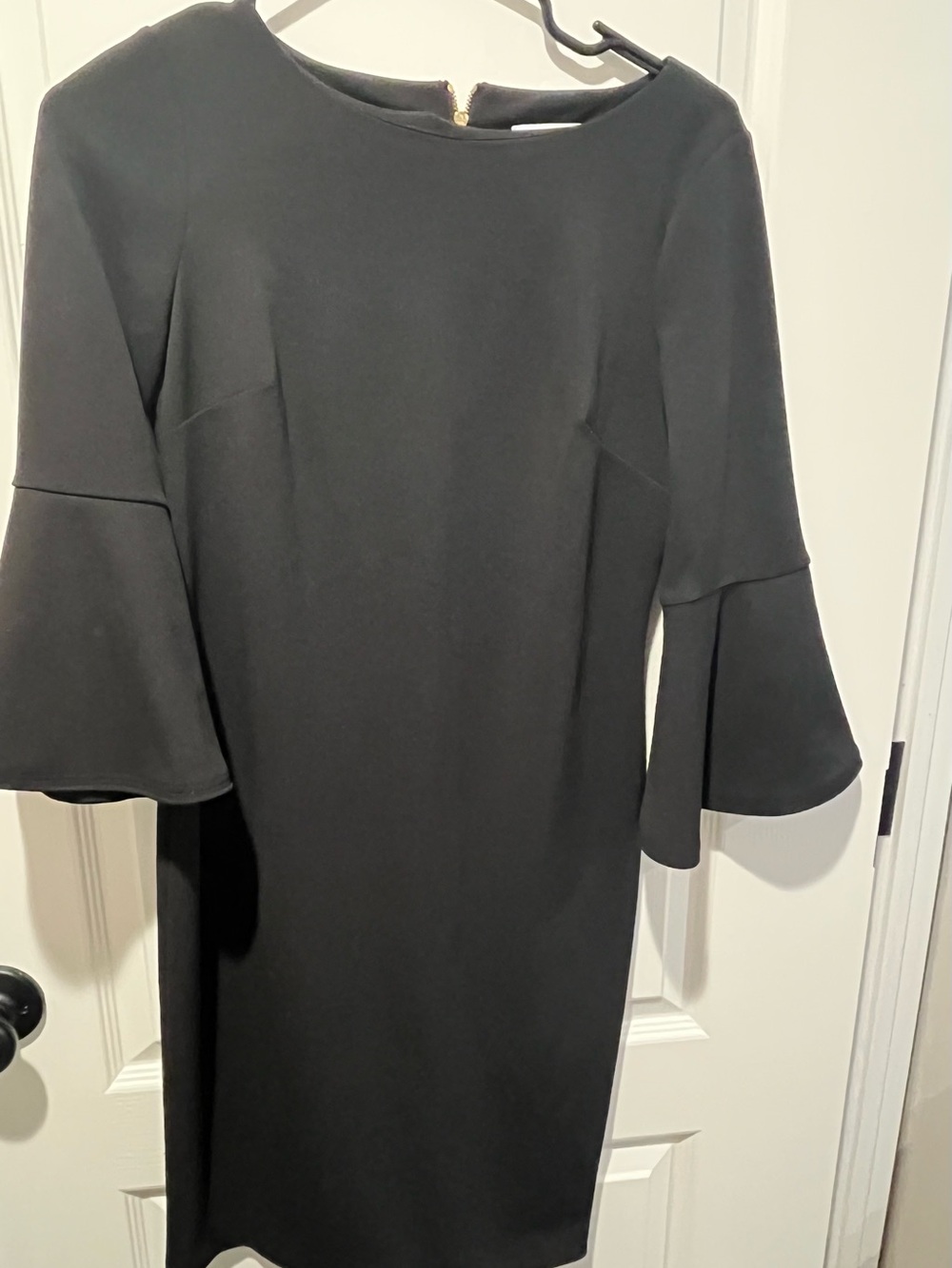 Calvin Klein Black Midi Dress with Bell Sleeves